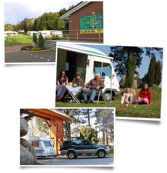 Wohnmobil mit Familie beim Wildpark Camping im Wildpark Schwarze Berge